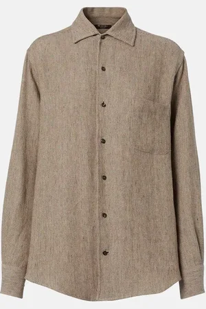 Loro Piana Camisa André en lino de chevron