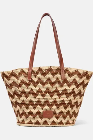 Missoni Tote Zigzag Large de rafia con piel