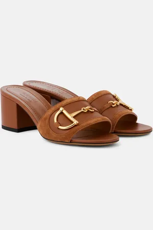 Gucci Mules de ante con piel y Horsebit