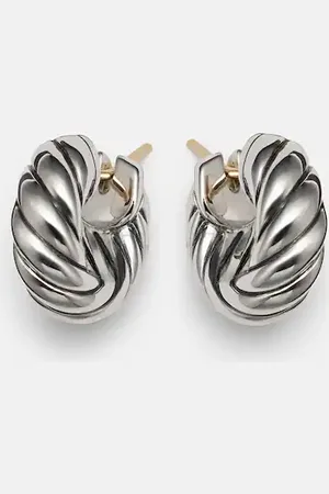 David Yurman Pendientes de aro Sculpted Cable de plata de ley
