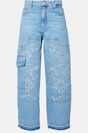 Ganni Jeans barrel-leg con bordado inglés