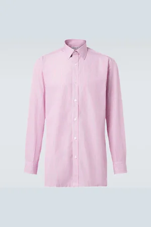 Charvet Camisa en popelín de algodón a rayas