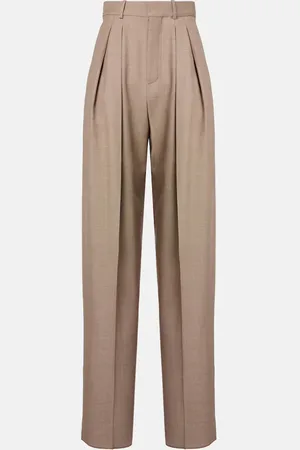 Saint Laurent Pantalones anchos de lana plisados