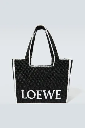Loewe Shopper Large de rafia con logo