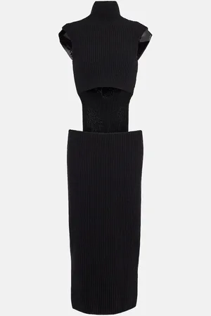 Sportmax Vestido midi de lana y cachemir