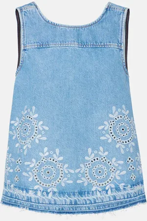 Ganni Top en denim con bordado inglés