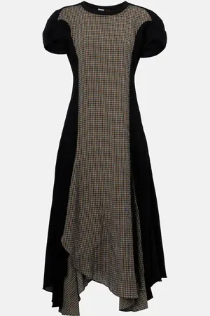 Loewe Vestido midi asimétrico a cuadros
