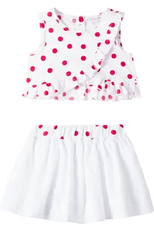 MONNALISA Set de top y falda de algodón con lunares