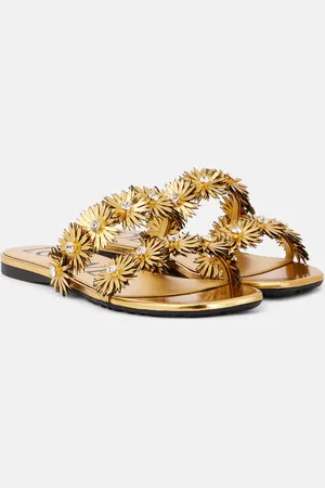Loewe Sandalias Petal Flower de piel metalizada