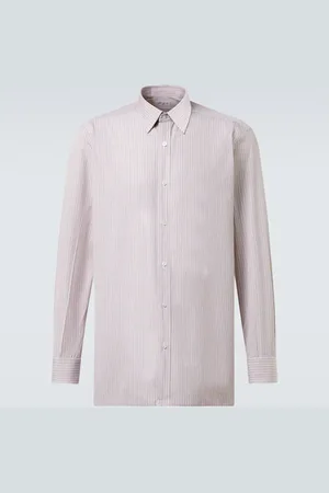Charvet Camisa de popelín de algodón a rayas