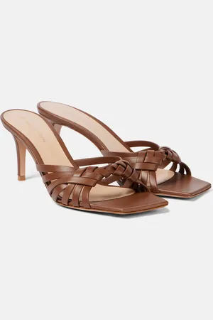 Gianvito Rossi Mules Vyna 70 de piel metalizada