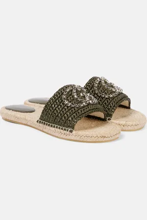 Gucci Sandalias GG de rafia adornadas