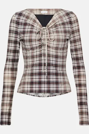 Acne Studios Top fruncido a cuadros