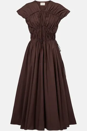 TOVE Vestido midi Ceres de algodón fruncido