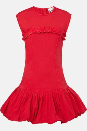 Ganni Vestido corto en mezcla de algodón