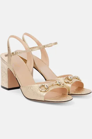 Gucci Sandalias de piel metalizada con Horsebit