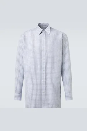 Charvet Camisa en popelín de algodón a cuadros