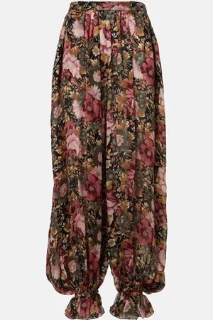 Chloé Chloé Pantalones anchos de seda charmeuse floral