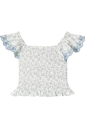 Rylee + Cru Top Zayla de algodón fruncido floral