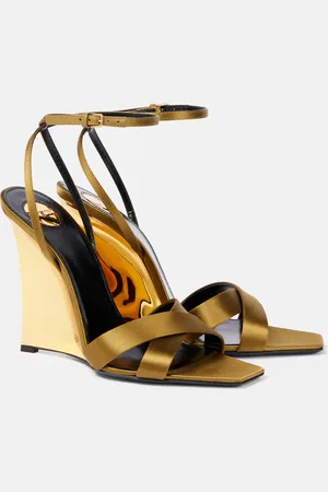 Saint Laurent Sandalias con cuña Lucienne en crepé satén