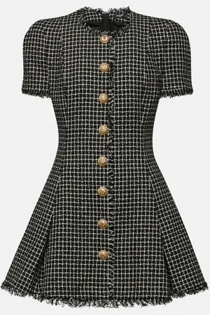 Balmain Vestido corto de tweed a cuadros vichy