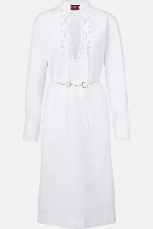 Gucci Vestido midi en popelín de algodón con Horsebit