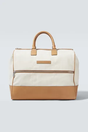 Brunello Cucinelli Bolso de viaje en lona con piel