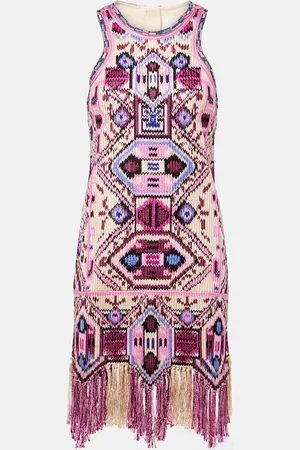 Isabel Marant Vestido corto Yasmine de algodón con flecos