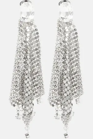 Paco rabanne Pendientes de malla metálica con cristales