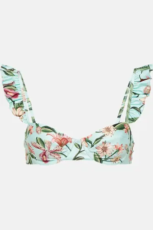 Agua by Agua Bendita Top de bikini Kiwi floral con volantes