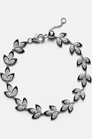Kamyen Brazalete Enamel Leaf de oro blanco de 18 ct con diamantes