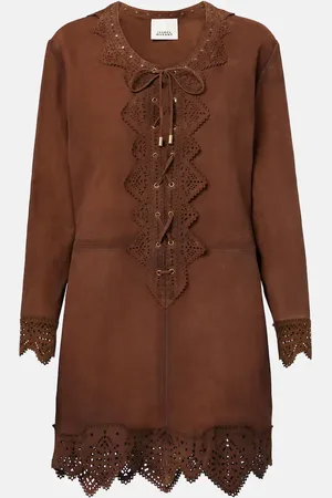 Isabel Marant Vestido corto Charlina de ante con encaje