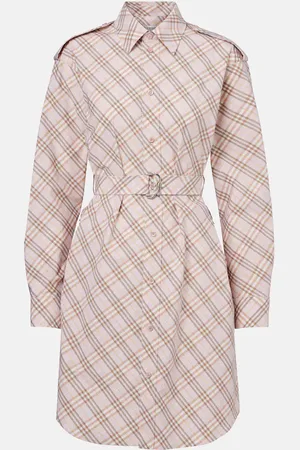 Burberry Vestido camisero de algodón con Check