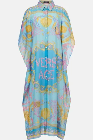 VERSACE Vestido de playa Underwater Barocco en algodón y seda