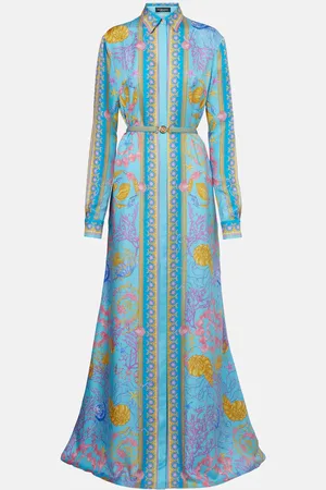VERSACE Vestido largo Underwater Barocco de seda