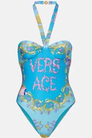 VERSACE Bañador estampado con cuello halter