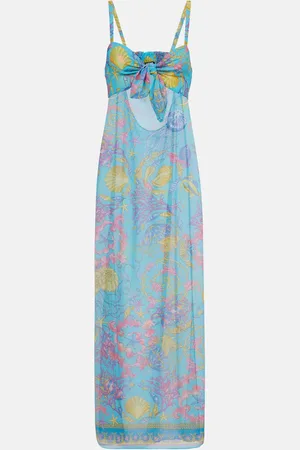 VERSACE Vestido largo semitransparente estampado