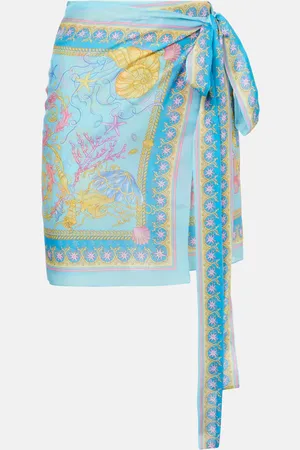 VERSACE Pareo de algodón y seda estampado