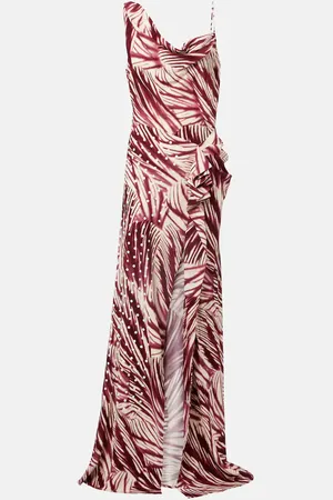 DRIES VAN NOTEN Vestido de fiesta drapeado de crepé estampado