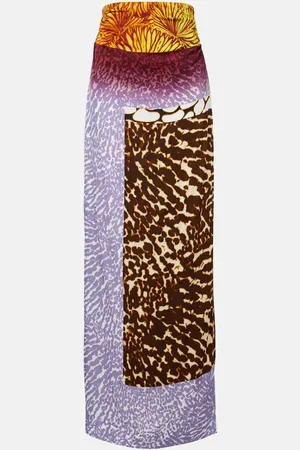 DRIES VAN NOTEN Falda midi de seda estampada