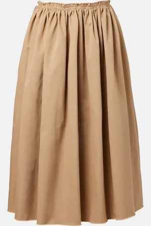 GABRIELA HEARST Falda midi Chiara de algodón fruncido