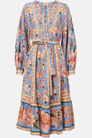 Farm Rio Vestido midi Superbloom Tapestry estampado
