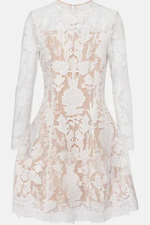 Oscar de la Renta Vestido corto de encaje de guipur