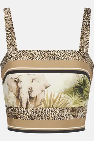 Elie saab Crop top de algodón estampado