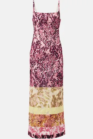 DRIES VAN NOTEN Vestido midi estampado con patchwork