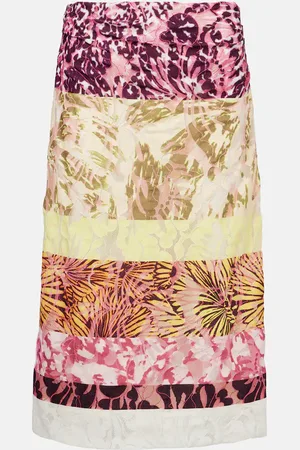 DRIES VAN NOTEN Falda midi fruncida con patchwork