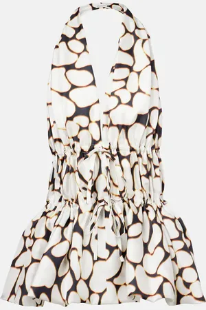 DRIES VAN NOTEN Top de seda con cuello halter estampado