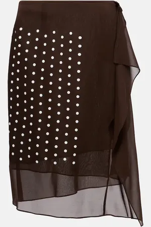 DRIES VAN NOTEN Falda midi de seda a lunares