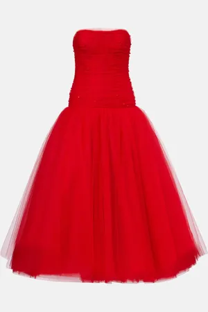 Carolina Herrera Vestido de tul sin tirantes adornado