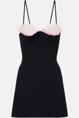 DAVID KOMA Vestido corto en cady con plumas